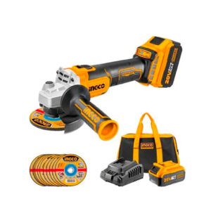 AMOLADORA ANGULAR 4-12 BL 20V + 1 BAT 4.0AH + CARGADOR + MALETA INGCO