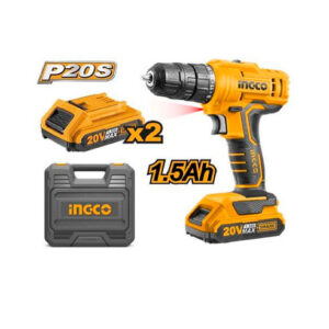 TALADRO INALÁMBRICO 3/8 BL 20V 50N.M +2BAT 2.0AH + CARG +MALETA INGCO